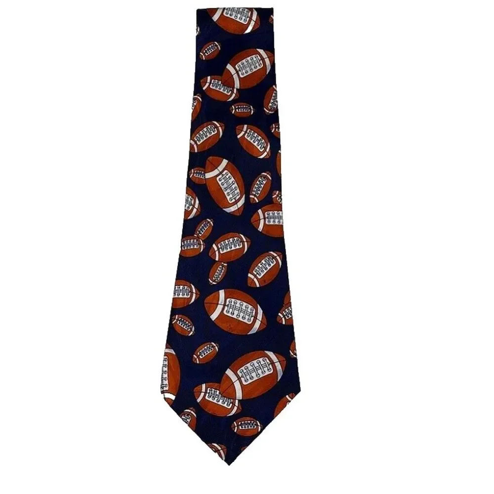 VTG 90s FOOTBALL‎ Neck Tie Blue 1997 A Rogers ETMC Made Korea Polyester Mens